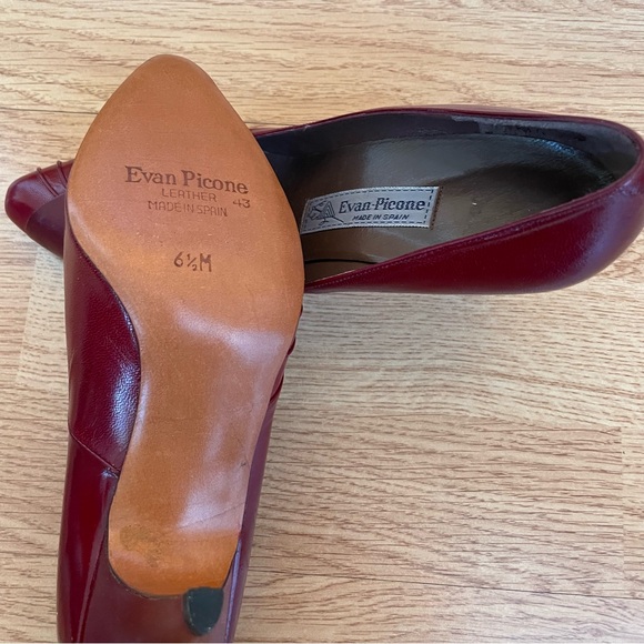 NWOT VINTAGE EVAN PICONE WOMEN’S MAROON CLOSED TOE HIGH HEEL SHOES SIZE 6.5M - Picture 11 of 16